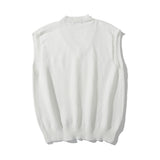 Men Sweater Solid Color Knitted Vest Man Loose Sleeveless Pullover
