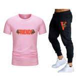 Vlone T Shirts & Pants 2 Piece Set Sports Short Sleeve Men'S Summer T-Shirt Casual