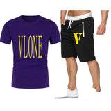 Vlone T Shirts & Shorts 2 Piece Set Men'S Printed Casual Short-Sleeved T-Shirt