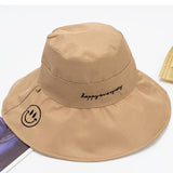 Women Bucket Hat Bucket Hat Double-Sided Smiling Face Sunshade