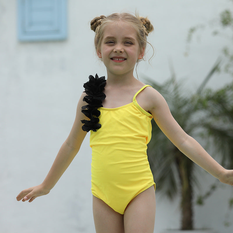 Children Swimsuit Swimsuit Solid Color Backless Swimsuit