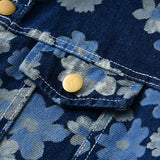 Children Jean Jackets Spring and Autumn Long Sleeve Lapel Leopard Print Casual Denim Top