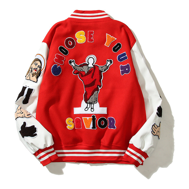 Cardigan Baseball Jacket Autumn and Winter Price Stadium Jacket Heavy Industry Full Embroidery Craft Baseball Sports Jacket Leather Sleeve Coat