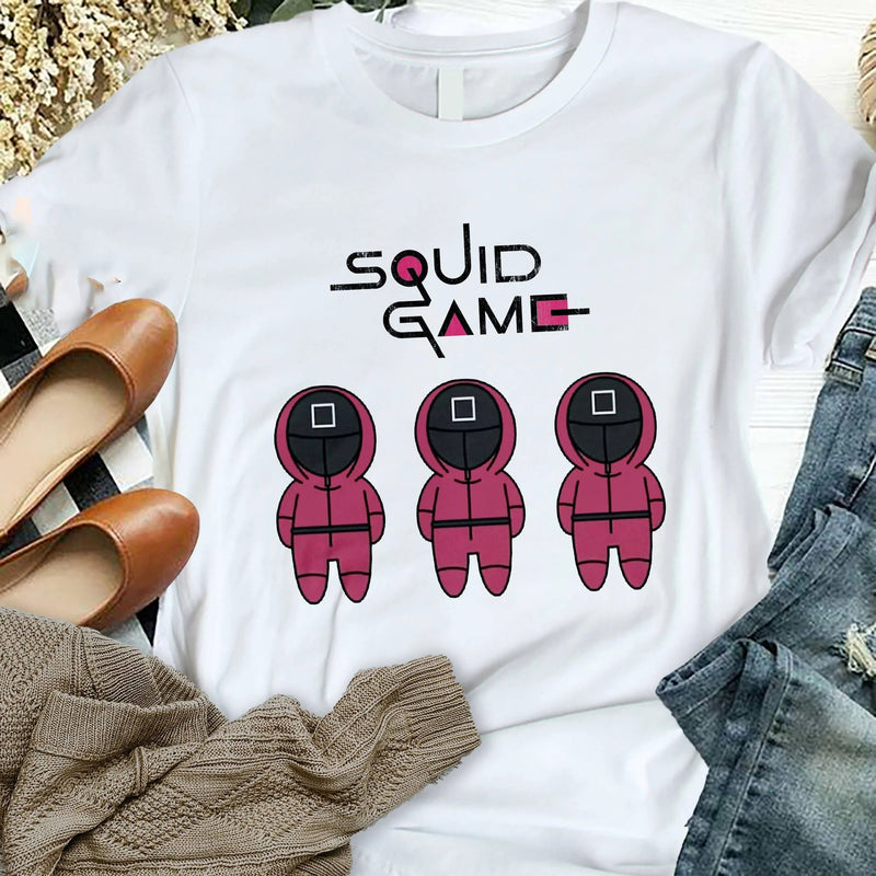 Squid Game Costume Printed Short Sleeve Pullover round Neck T-shirt