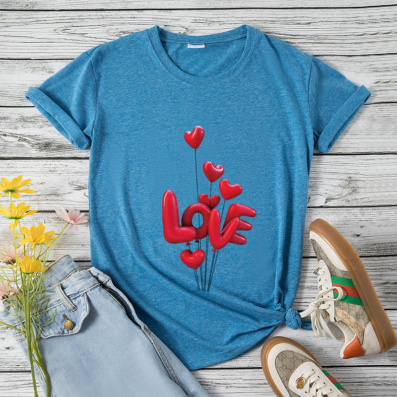 Valentine's Day T Shirts Couples Autumn Cotton Pullover Short Sleeve T-shirt
