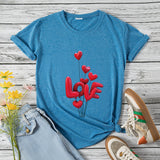 Valentine's Day T Shirts Couples Autumn Cotton Pullover Short Sleeve T-shirt