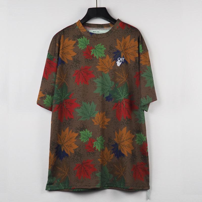 Off White T Shirt Cotton Camouflage Leaf Arrow Men'S Short Sleeve Shirt Men'S Clothing Owt