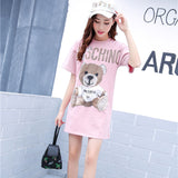 Moschino T Shirt T-Shirt Dress Loose Cotton Embroidered Letter Dress