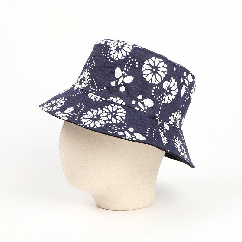 Bucket Hat Fishing Cap Cotton Print Fisherman Hat Men and Women Vintage Printing Bucket Hat Outdoor