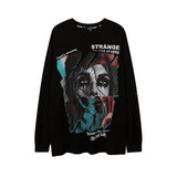 Man Fall Outfits Dark High Street Style Hand-Painted Graffiti Printing Long-Sleeved T-shirt Men's Top