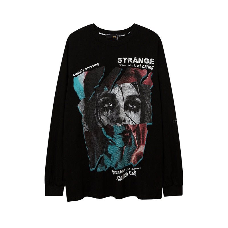 Man Fall Outfits Long Sleeve T-shirt Casual Crew Neck Top Men and Women Hip Hop Loose