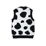 Men Sweater Cow Spot Contrasting Color Jacquard Sweater Vest Men