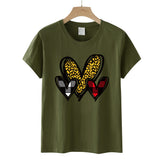 Valentine 'S Day T Shirts Couples Leopard Print Heart Printing Loose Pullover Women