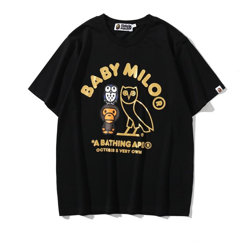 Bathing Ape T Shirt Summer Cartoon Anime Loose Black Casual Short Sleeve T-shirt
