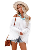 Coachella Music Festival Outfits Solid Color Bell Sleeve off-Neck Sexy Spring and Summer Fashion Loose T-shirt