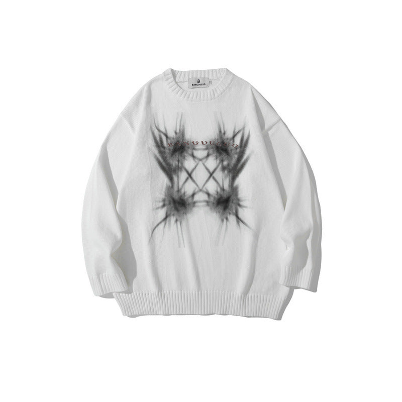 Man Fall Outfits Vintage Sweater Men's and Women's High Street Fashion Brand Pullover Sweater Top