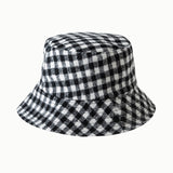 Vintage Check Bucket Hat Grid Sun-Proof Basin Hat