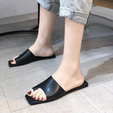 Women Open Toe Sandals Flats Summer Square Toe Flat Bottom Roman Style Sandals for Women
