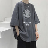 Men T-Shirts Loose Half Sleeve Print