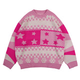 Man Fall Outfits Vintage Stripe Small Flower Pattern Long-Sleeved Sweater Sweater Coat for Men