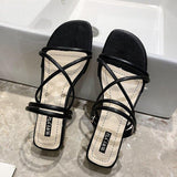 Women Open Toe Sandals Flats Summer Chunky Heel Plus Size Toe Baring Sandal Fashion Sandals