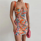 Music Festivals Rave Outfits Dress Summer Women's Fashion Printed Slim Dress
