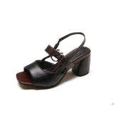 High Heels Slippers Summer Chunky Heel Peep Toe Buckle Strap High Heel Fashion Sandals