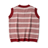 Men Sweater Contrasting Color Jacquard Sweater Vest Vest Men's Sleeveless Sweater Coat