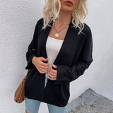 Women Cardigan Knit Sweater Autumn and Winter Solid Color Hollow out Sweater Women