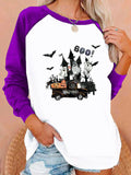 Halloween Costumes Case Printing Capless round Neck Contrast Color Sweatshirt Female