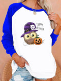 Halloween Costumes Printing Capless round Neck Contrast Color Sweatshirt Women