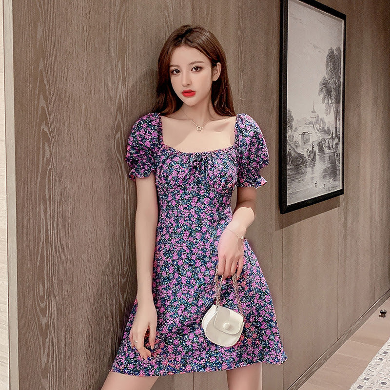 MIDI Mauve Wrap Dress plus Size Fashion Dress for Women Summer Short Sleeve Floral Skirt
