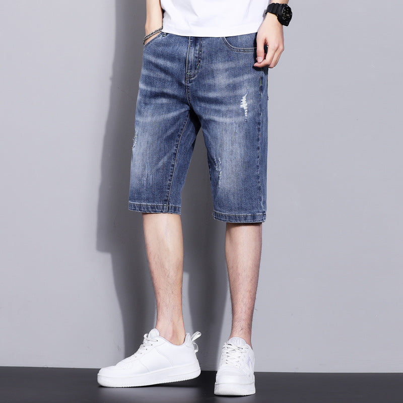 Men Denim Shorts Men's Thin Loose Casual Pants