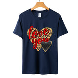 Valentine's Day T Shirt Love You Heart Printing Pullover Cotton Short Sleeve Women's T-shirt
