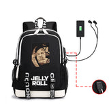 Jelly Roll Bag 2D Printed Backpack Large Capacity USB Headset Backpack