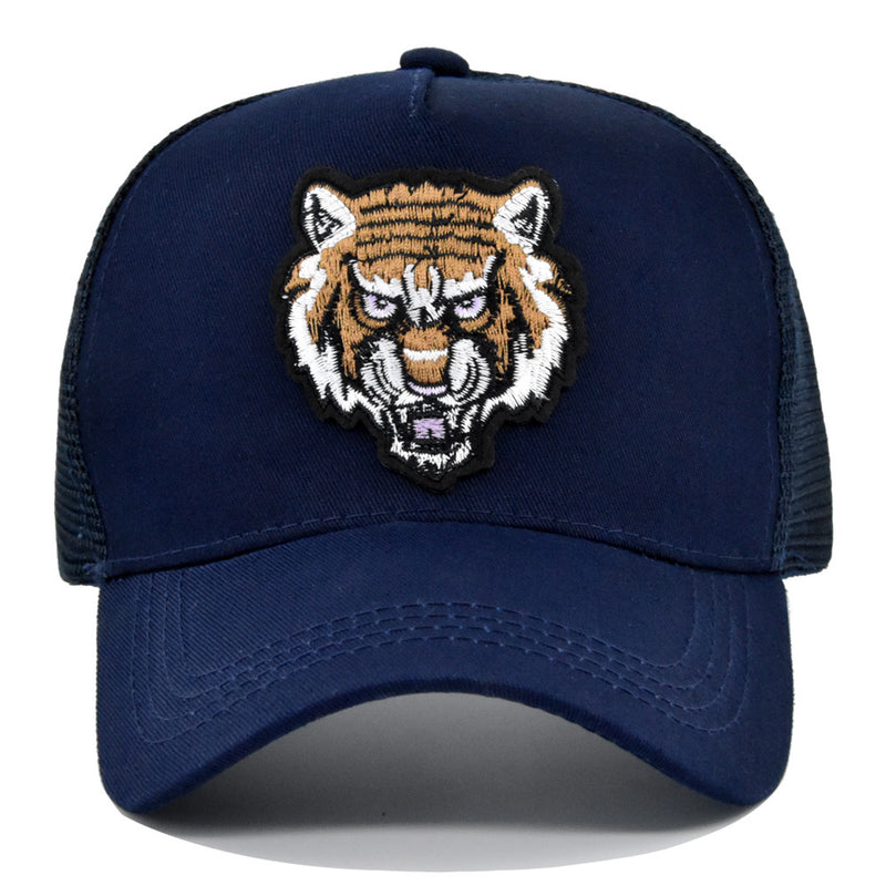 Tiger Woods Hat Tiger Head Embroidered Peaked Cap Mesh Fitted Cap Curved Brim Sun Hat