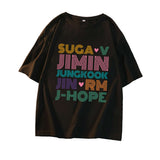 BTS Proof T Shirt Short Sleeve Korean T-shirt Bullet-Proof Youth League Member Name Peripheral Support Song-Promotion Costume Same Style Short-Sleeved T-shirt