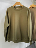 Men Sweatshirts Solid Color round Neck Sweater Japanese Style Thin Loose