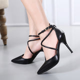 White Strappy Heels Stiletto Sandals Women's High Heels OL Work Shoes