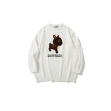 Men Sweater Cartoon Sika Deer Embroidery Knitted Sweater Men's Long Sleeve Top