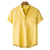 Camp Collar Shirt Stand Collar Short Sleeve