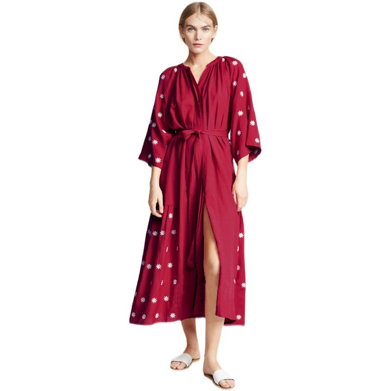 Beth Dutton Bohemian Dress Winter Autumn Midi Dresses SUNFLOWER V-neck Dress