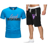 Vlone T Shirts & Shorts 2 Piece Set Letter Large V Printed Short Sleeve
