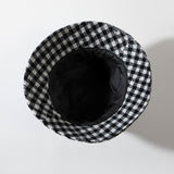 Vintage Check Bucket Hat Grid Sun-Proof Basin Hat