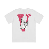 Vlone T Shirt Letter Print Rabbit Big V Men'S And Women'S Short-Sleeved T-Shirt