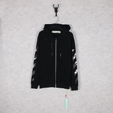 Off White Hoodie With Arrow Print Men'S Zipper Casual Comfortable Cotton Long Sleeve Owt
