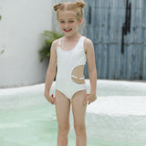 Children Swimsuit One-Piece Swimsuit for Children Solid Color Backless