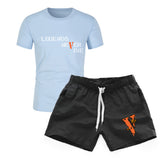 Vlone T Shirts & Shorts 2 Piece Set Men'S Sports Round Neck T-Shirt Shorts Set