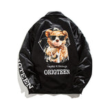 Man Fall Outfis Autumn New Simple Alphabet Cartoon Bear Printed Casual Jacket Couple's Tops