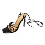 White Strappy Heels Women Sandals Roman Strap Stiletto Heel Women's Sandals